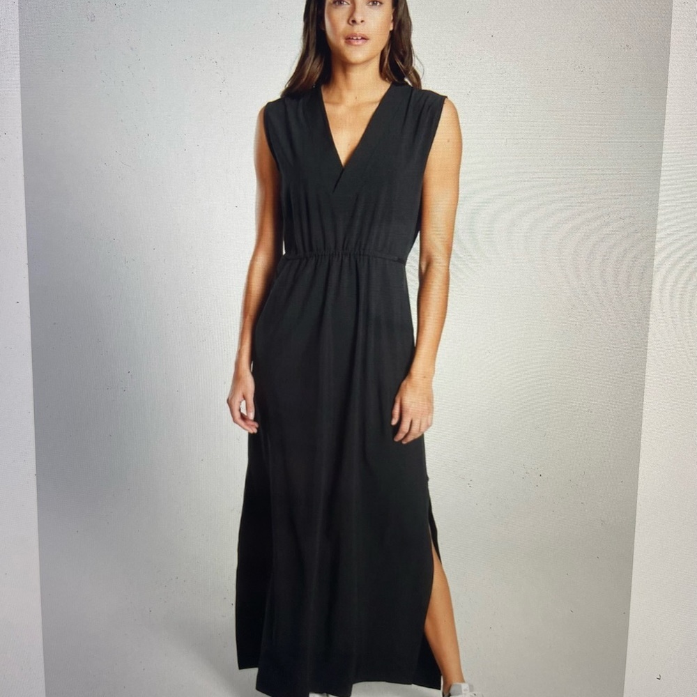 Athleta Marlow, maxi dress black, small, petite, has pockets